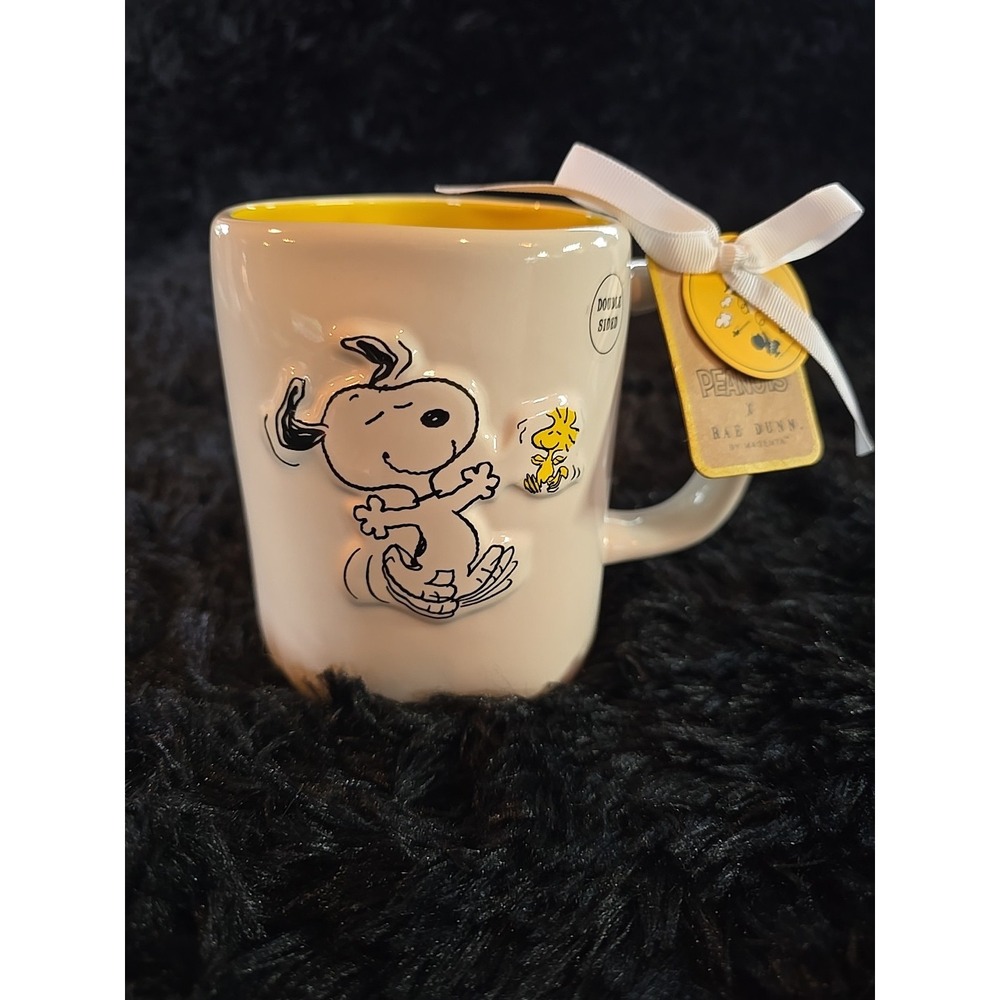 NEW Rae Dunn Peanuts SNOOPY & WOODSTOCK / "Best Friends" 3D 18oz Ceramic Mug - Picture 2 of 7